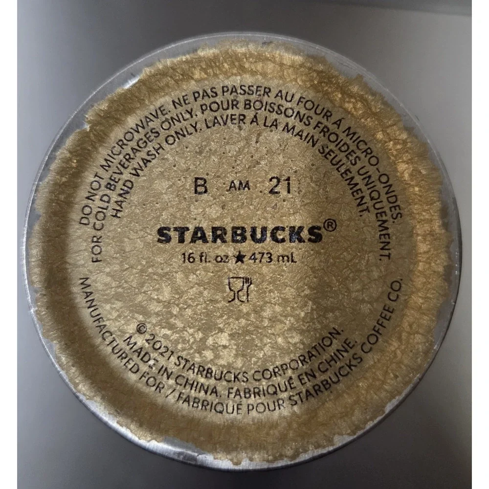 Starbucks Gold Flake‎ Black Coffee Tumbler Metal 16oz *See Description**